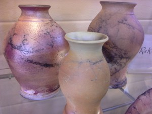 Doing Earthj Pottery Raku Vases decorated with Horsehair 