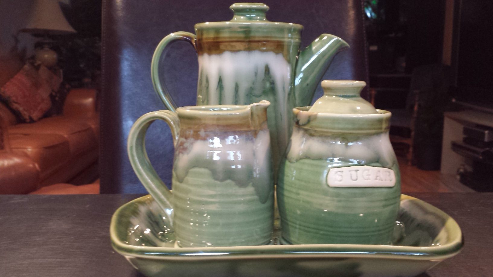 Coffee Carafe and Cream and Sugar Set Doing Earth Pottery